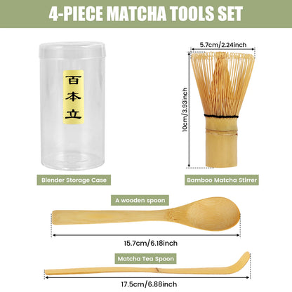 Matcha Making Kit Japanese Tea Set Scoop (Chashaku）Matcha  (Chasen) Tea Set with Ceramic Bowl Bamboo Accessories for Tea Lovers