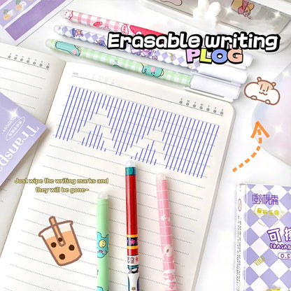 12PC 0.5mm Syringe Erasable Pen Korean Stationery Simple Kawaii Writing Pen Student Stationery Cultural and Educational Supplies