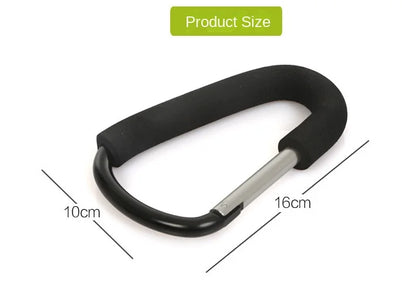 Baby stroller hook supermarket shopping hook large carabiner aluminum alloy large hook black size
