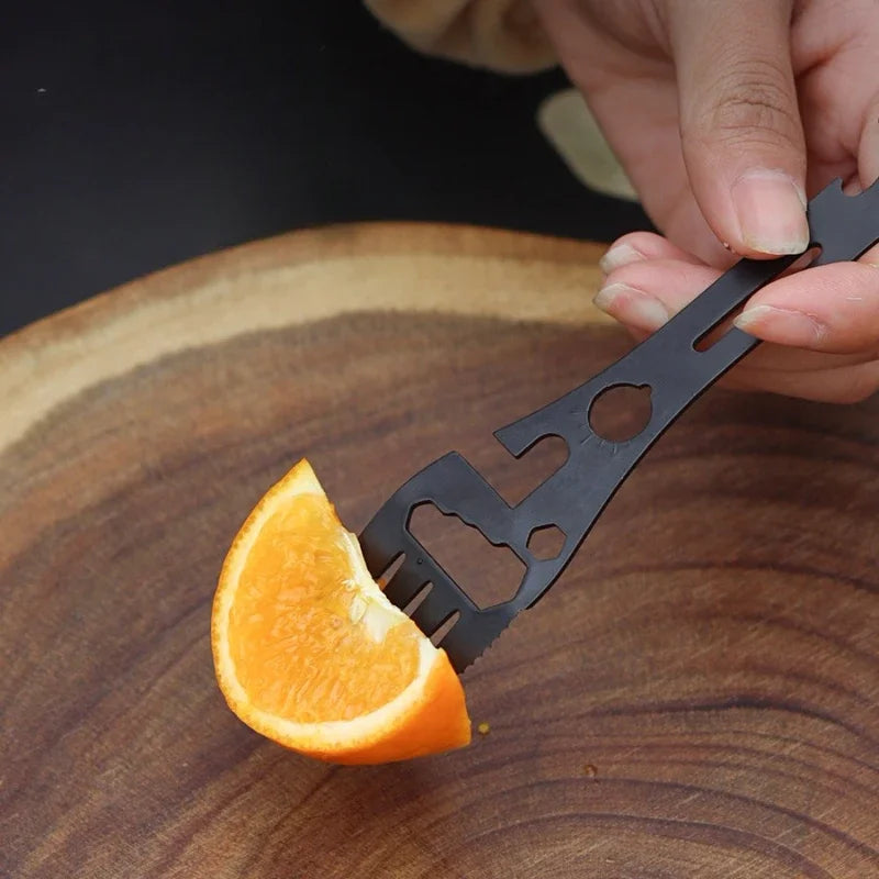 5-in-1 Camping Multi-Tool Kit - Survival EDC Gear with Fork, Knife, Spoon & Bottle Opener, Compact Outdoor Adventure Essentials