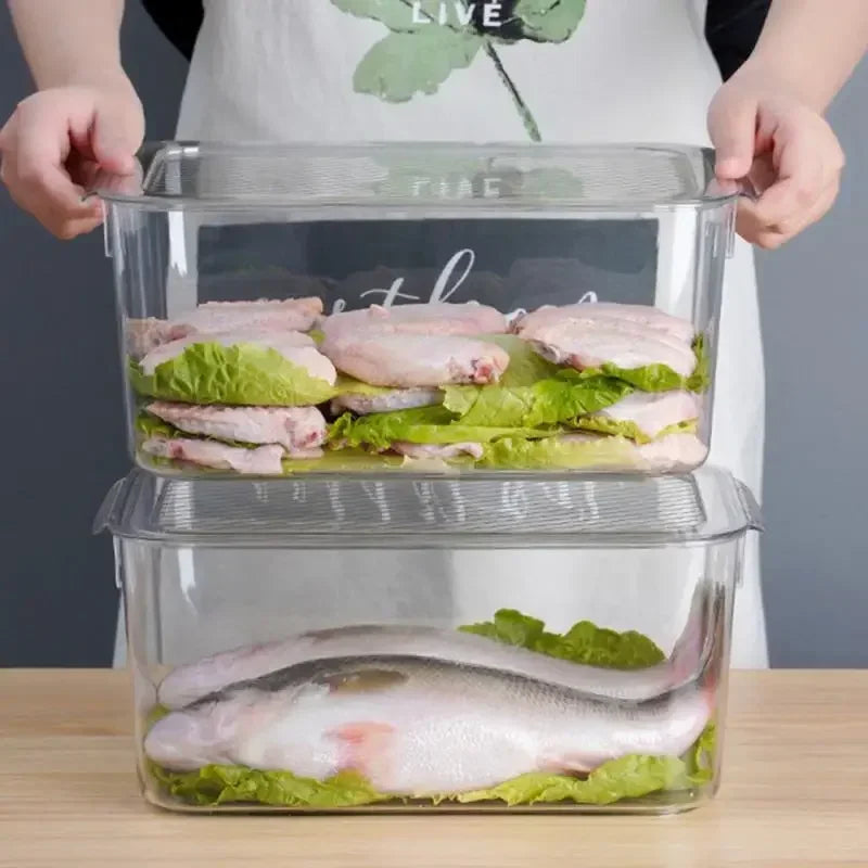 Stackable Transparent with Lid Storage Box Vegetable Fruit Organizer Fridge Container for Food Home Kitchen Tools Accessories