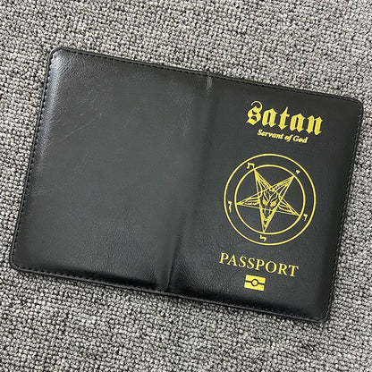 Satan Servant of God Passport Holder Pu Leather Passeport Case Travel Wallet Covers for Passports