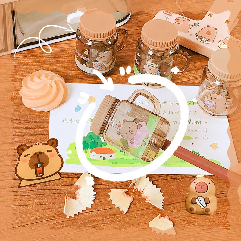 kawaii stationery supplies bar teacher accessories school useful cute capybara cup pencil Sharpener aesthetic school supplies