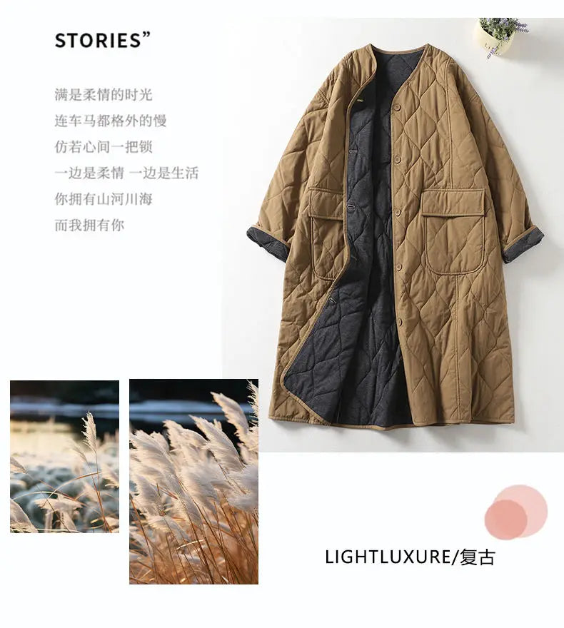 Oversized Women Parkas Overcoat New  Autumn Winter Lightweight Down Cotton Jacket Female Long Warm Padded Jacket Single-breasted