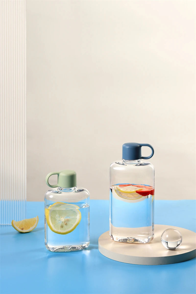 Water Botlte Flat Bpa Free Sport Clear Plastic Crystal Drinks Kettle Notebook Milk Juice Transparent Drinkware Birthday Gift
