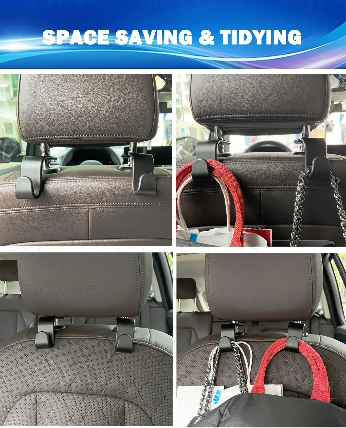 Car Seat Headrest Hook Vehicle Backpack Hooks Hanger Vehicles Holder Organizer for Purses,Bags,Cloths,Car Water Bottle Hook Seat
