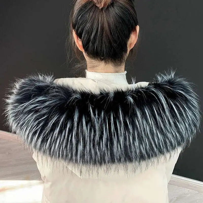 Detachable Faux Fur Collar Extra Large Warm Fake Fur Scarf Wrap Evening Cape For Winter Womens Coat Faux Fur Hood Ttrim Collar