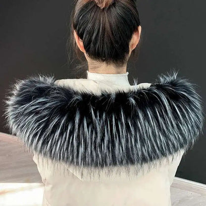 Detachable Faux Fur Collar Extra Large Warm Fake Fur Scarf Wrap Evening Cape For Winter Womens Coat Faux Fur Hood Ttrim Collar