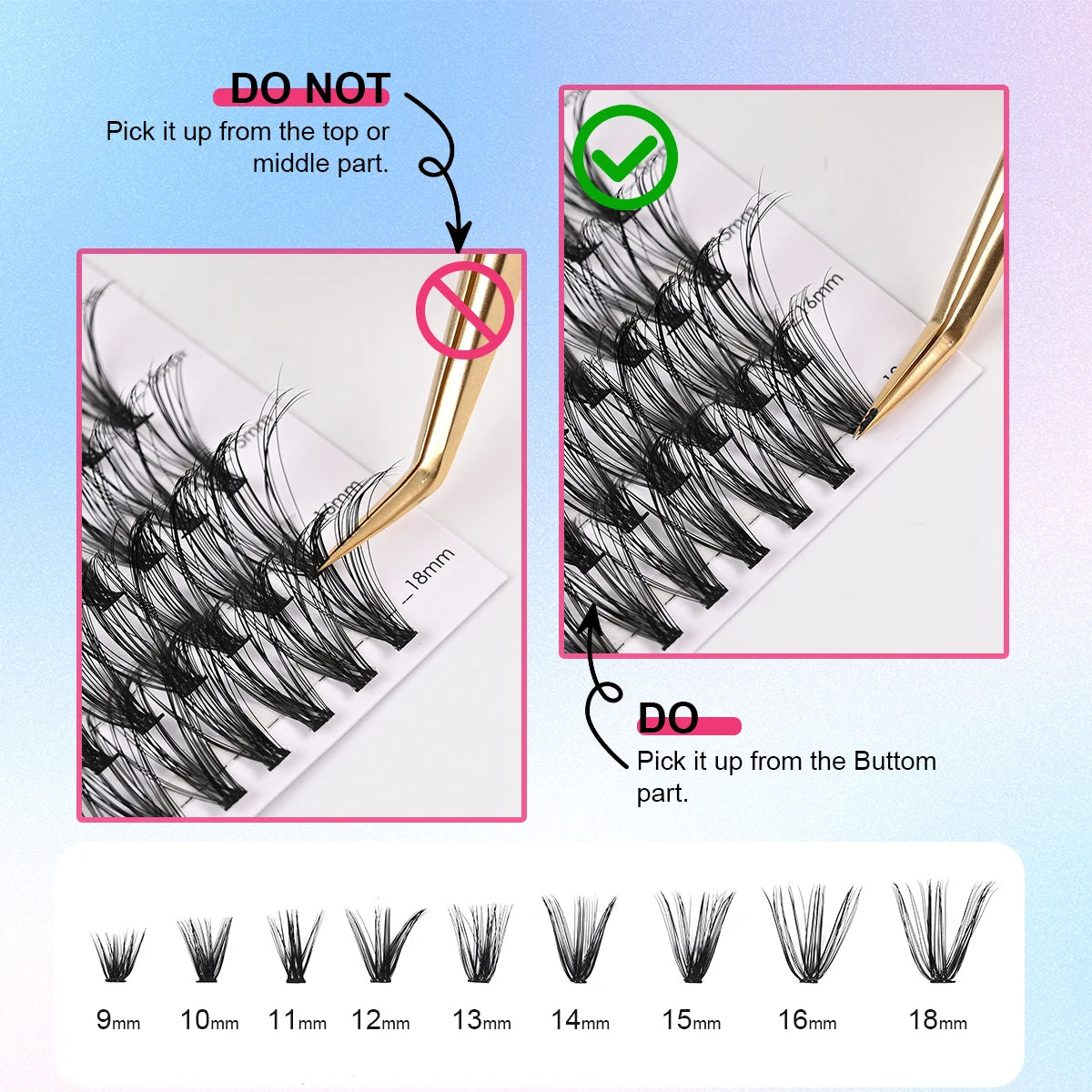 14 Rows DIY Lash Extension Kit Volume Lash Clusters Mix Curl Individual Lashes Kit with Lash Bond and Seal Lash Tweezers Remover