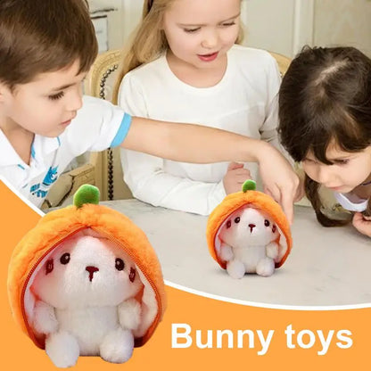 Plush Bunny Doll Reversible Stuffed Animal Carrot Rabbit Figurine Adorable Plush Bunny Toy For Girls Boys Kids Teens Adults