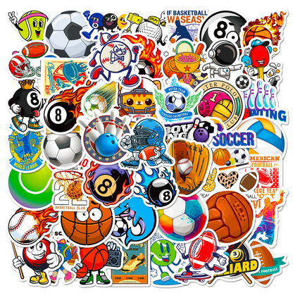 50 PCS Sports Stickers, Soccer Football Volleyball Golf Basketball Stickers, Sports Ball Stickers for phone