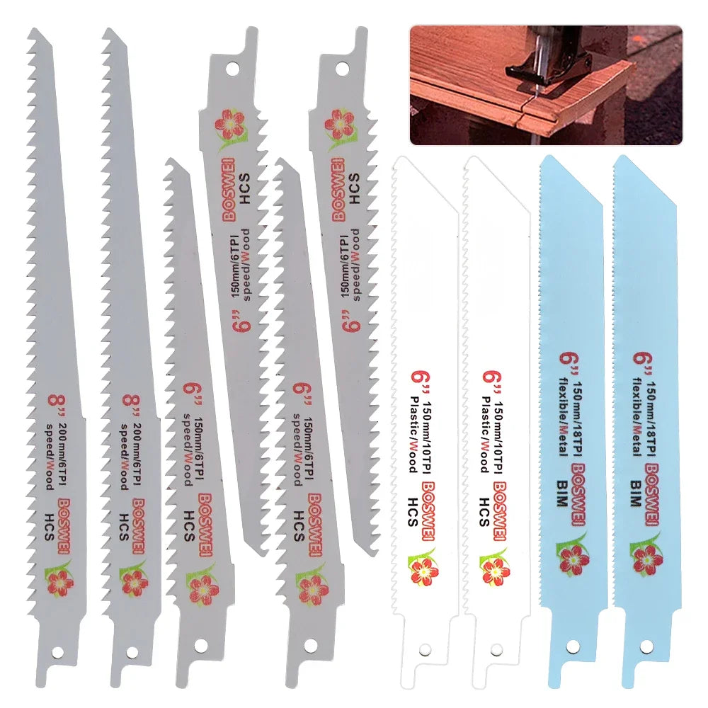10Pcs Reciprocating Saw Blade Hand Saw  Wood Metal Reciprocating Saw Power Tools Accessories