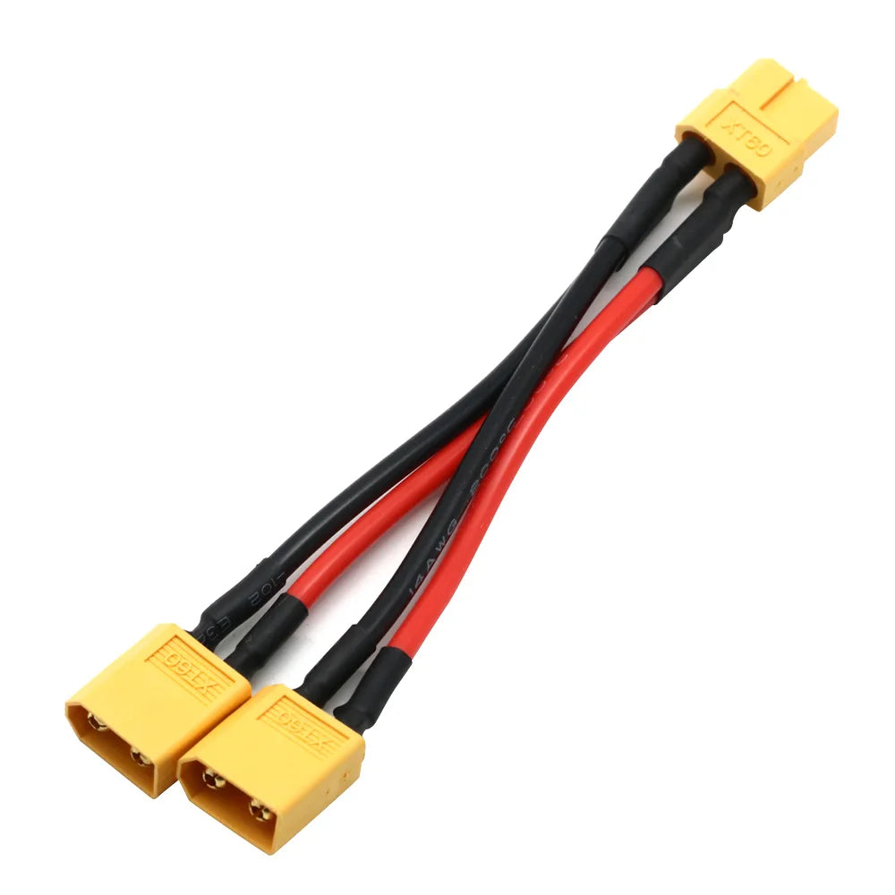 XT60 Parallel Battery Connector Male/Female Cable Dual Extension Y Splitter/ 3-Way 14AWG Silicone Wire for RC Battery Motor