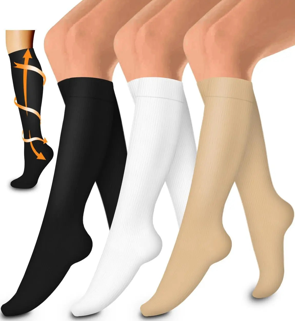 Sports Men Women Nurse Compression Socks 3 Pairs  Women's Calf Stocking Running Calf Elastic Long Compression Socks