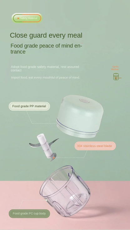 Electric Garlic Chopper Portable Veggie Chopper with 100 ml Spoon Garlic Grinder Masher Onion Chopper Blender to Vegetable