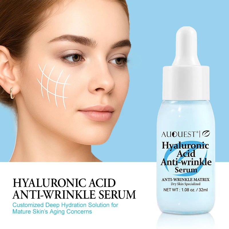 AUQUEST Hyaluronic Acid Anti-Wrinkle Face Serum Anti-Aging Lifting Firming Moisturizing Brightening for Glowing Skin Care