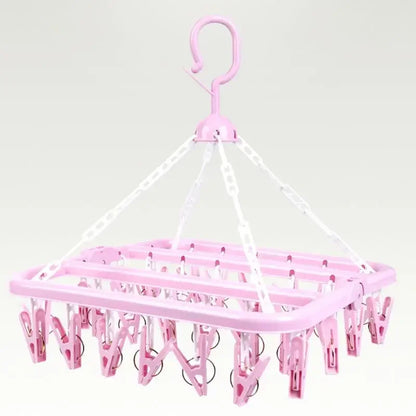 Multifunctional 36-clip Drying Racks Lingerie Socks Rack Folding Hangers Plastic Hangers