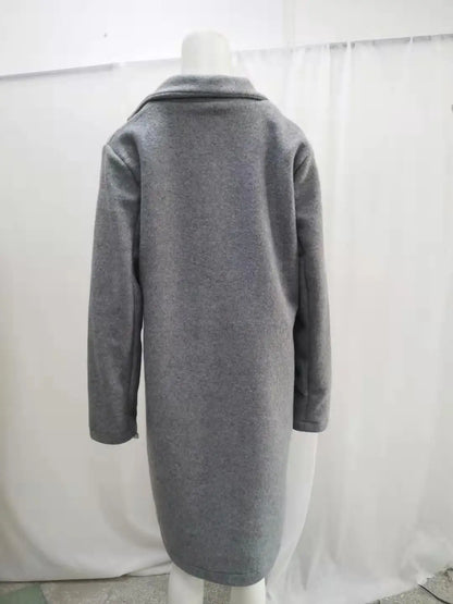 New Plus Size 4XL 5XL Women's Autumn Coat Woollen Blends Overcoats 2025 Winter Long Sleeve Casual Oversize Outwear Jackets Coat