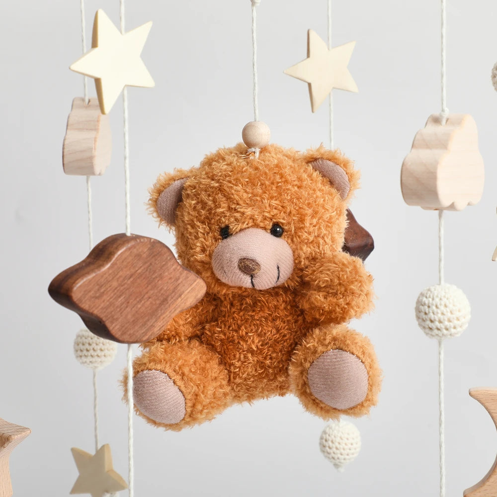 Baby Mobile Crib Bed Bell Musical Rattles Toys Soft Felt Cartoon Animal for Infants Nursery Mobiles Forest Animals Crib Toys