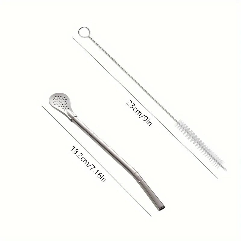 Straw Spoon Multi-purpose Stainless Steel Straw Spoon Juice Milk Tea Spoon Cute Creative Coffee Stirring Spoon
