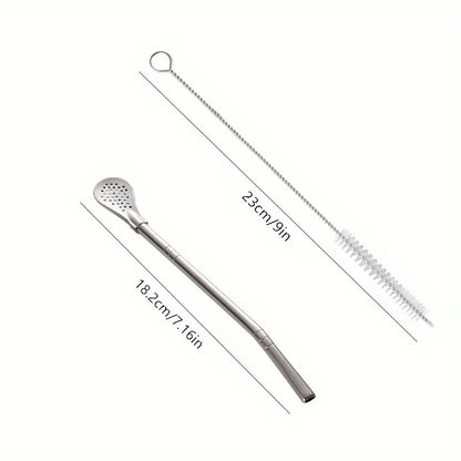 Straw Spoon Multi-purpose Stainless Steel Straw Spoon Juice Milk Tea Spoon Cute Creative Coffee Stirring Spoon