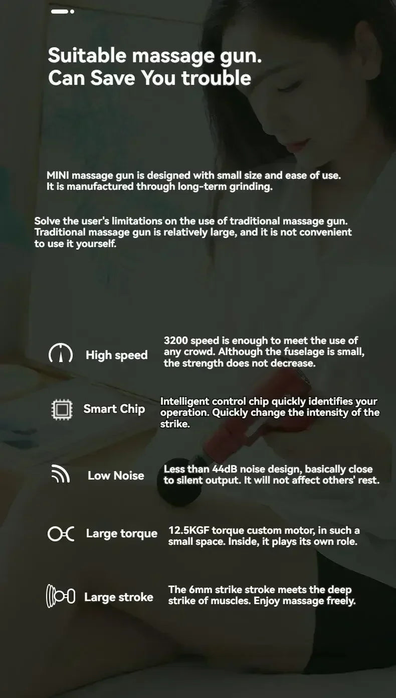 Portable Button Fascia Gun Deep Tissue Massage Mini Lightweight and Adjustable Speed Massage Equipment Suitable for the Body