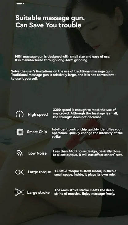 Portable Button Fascia Gun Deep Tissue Massage Mini Lightweight and Adjustable Speed Massage Equipment Suitable for the Body