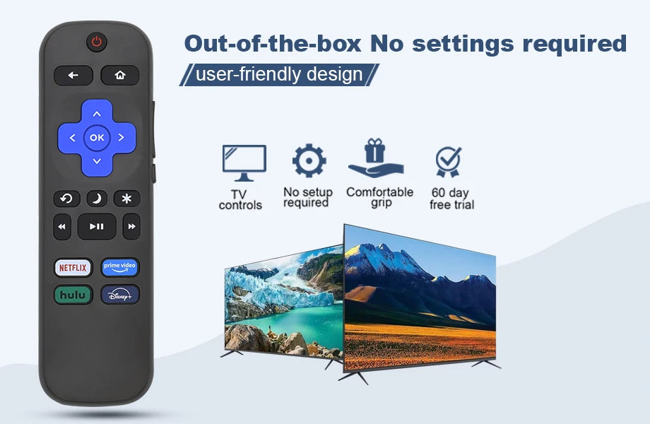 Replacement Remote Control Only for All Roku TV, Compatible for TCL Roku/Hisense Roku/Onn Roku Series Smart TVs