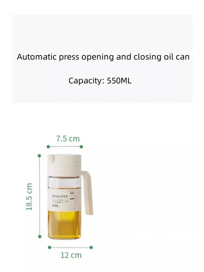 550ml Glass Automatic Opening and Closing Gravity Jug Household Kitchen Leak-proof Oil Jug Soy Sauce Vinegar Seasoning Flask