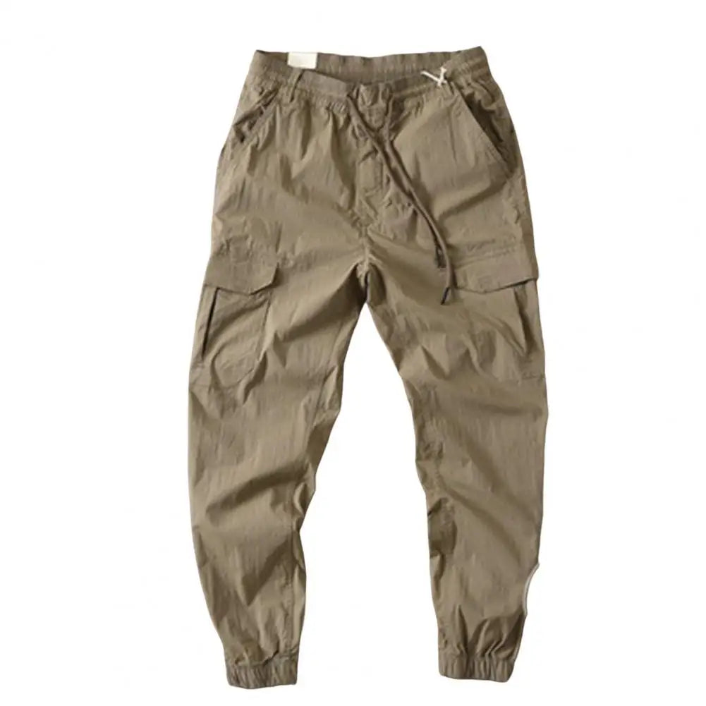 Summer Trousers Wear-resistant Summer Cargo Pants Breathable Multi Pockets Elastic Waist Summer Cargo Pants Mid Waist