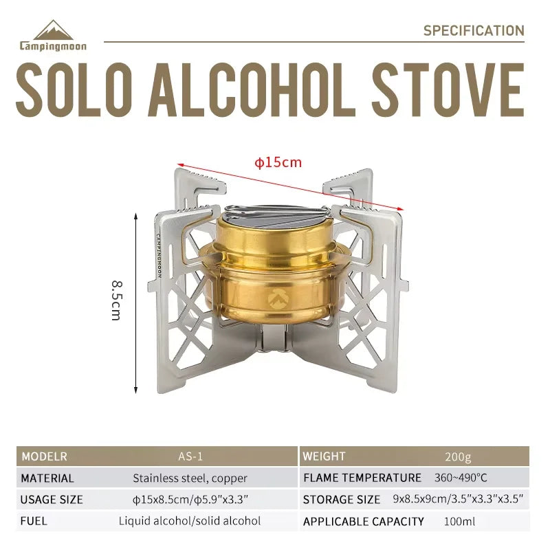 CAMPINGMOON AS-1/AS-ST Outdoor Small Picnic Equipment Alcohol Stove Brass Stove Liquid Alcohol Stove Head Portable Stove