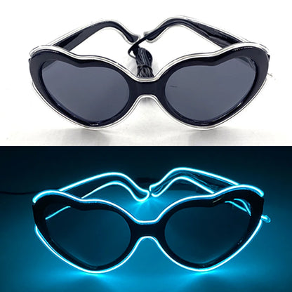 Light Up LED Glasses 5 Colors Heart Shape Glow Glasses Glow in The Dark Party Supplies Neon Party Favors for Kids Adults