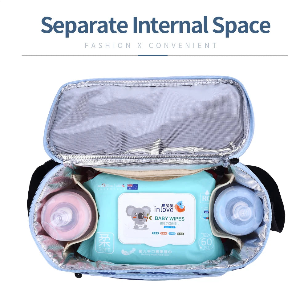 Insular Brand Portable 600D Polyester Mommy Travel Baby Diaper Bag Thermal Stroller Hanging Bag Organizer Nappy Bag