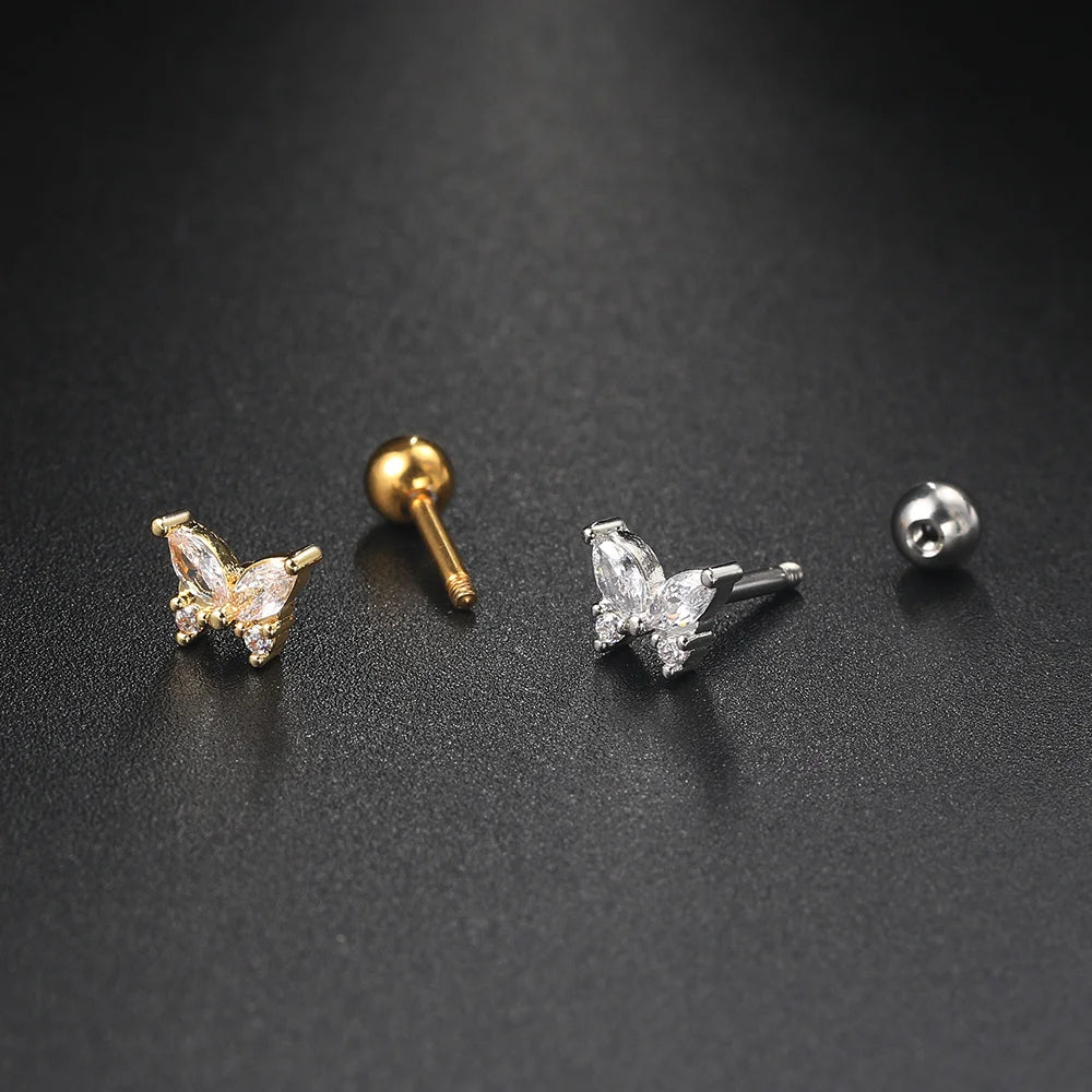 Tragus Piercing Earring For Women Butterfly Snake Daith Piercing Tragus Helix Ear Ring Cartilage Stainless Steel Earrings 1PC