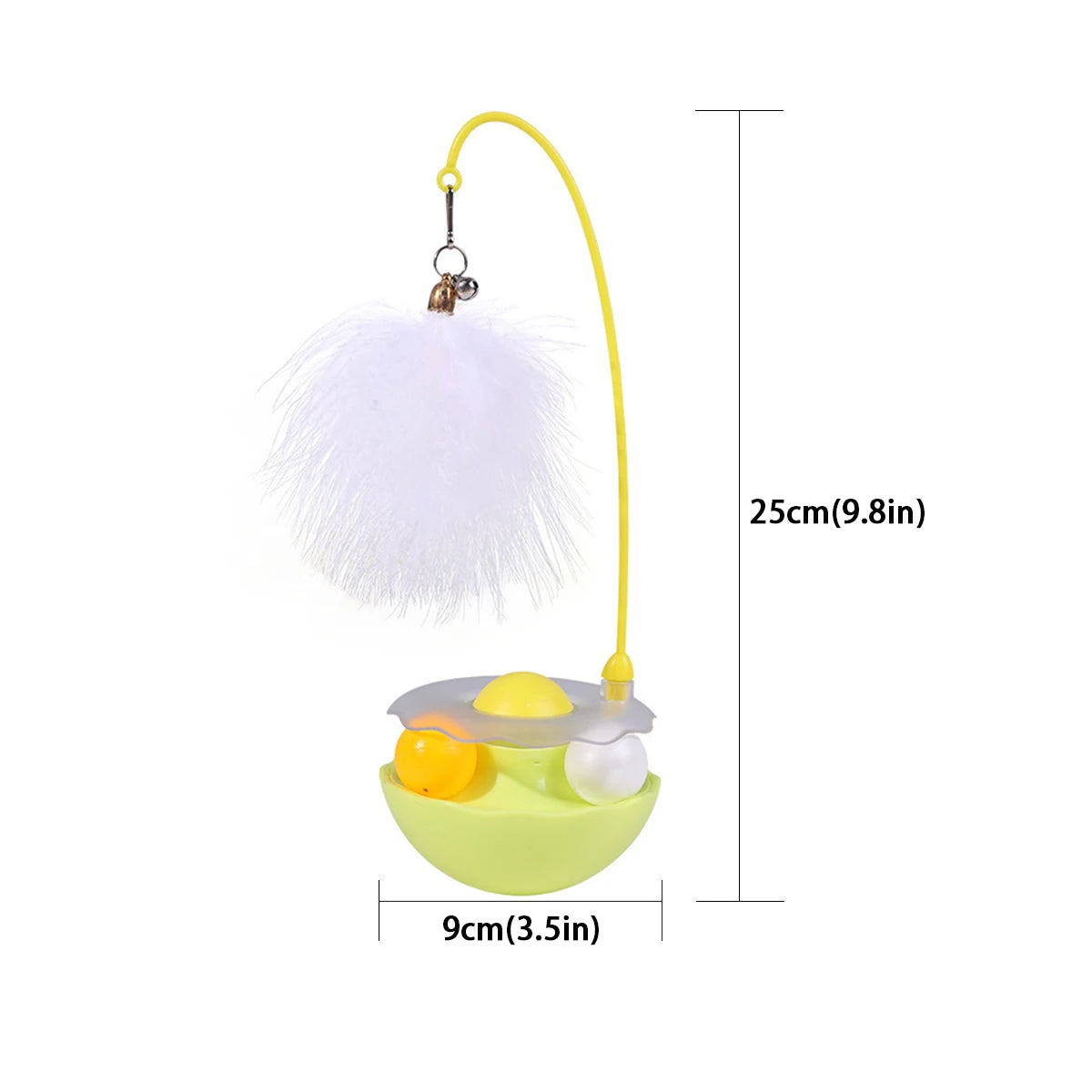 Interactive Cat Tumbler Toy, ABS Base with Feathers & Rolling Balls, Reduces Boredom & Destructive Behavior
