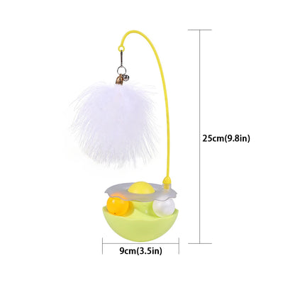 Interactive Cat Tumbler Toy, ABS Base with Feathers & Rolling Balls, Reduces Boredom & Destructive Behavior