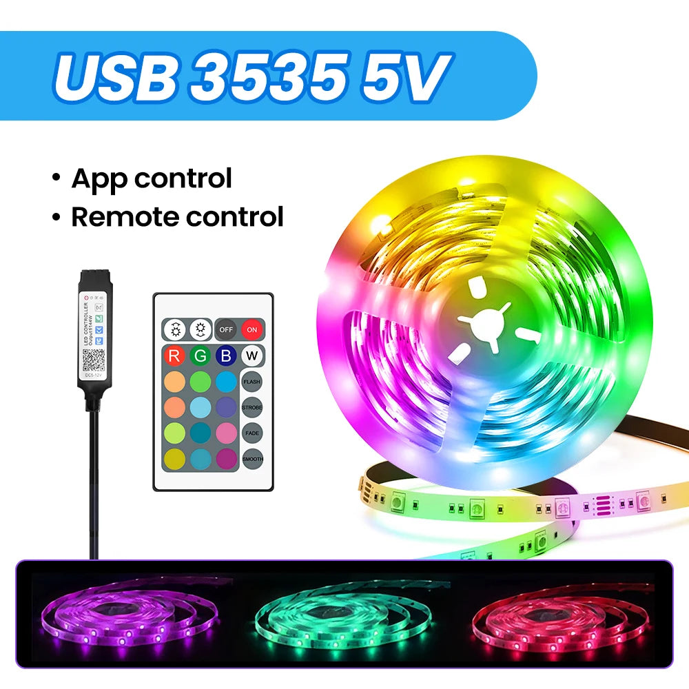 LED Strip Lights RGB 5050 ,5V 1M-30M,16 million colors, RGB , Led Strip Lighting Music Sync, Color Changing for Party Home