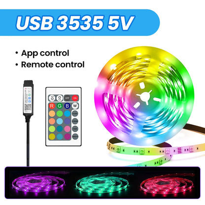 LED Strip Lights RGB 5050 ,5V 1M-30M,16 million colors, RGB , Led Strip Lighting Music Sync, Color Changing for Party Home