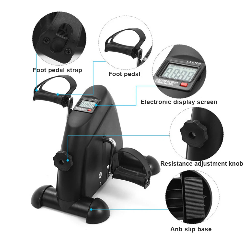 Mini Exercise Bike Peddler Exercise Bike Portable Foot Pedal Exercise Machine Adjustable Under Desk Bike LED Display for Seniors