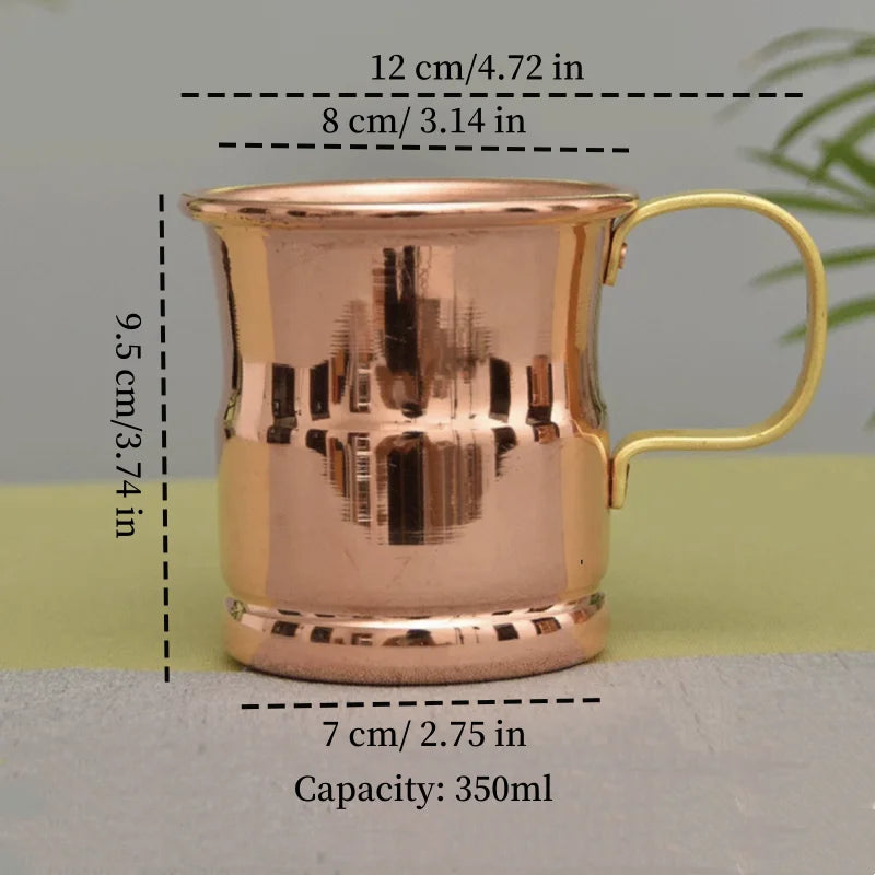 Handcrafted Beer Milk Mug Weave Handle Thickened Moscow Water Mule 360ML Breakfast Cup Drinkware Tableware Pure Copper 1 PCS