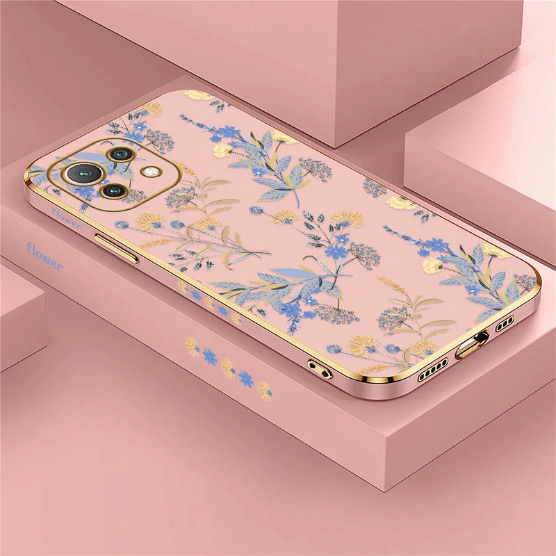 Shockproof Phone Case For Xiaomi Mi 13 13T 14T 14 Pro 12T 11i 2021 11X Pro 12 11 Lite 5G NE Flower Silicone Soft Plating Cover