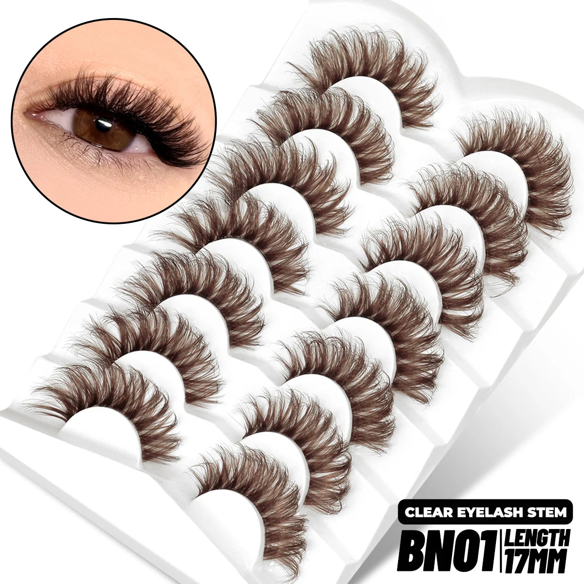 GROINNEYA Lashes 5/7 Pairs Wispy Mink Lashes Invisible Band Eyeashes Look Like Extensions Strip Lashes Natural Look Soft Fluffy