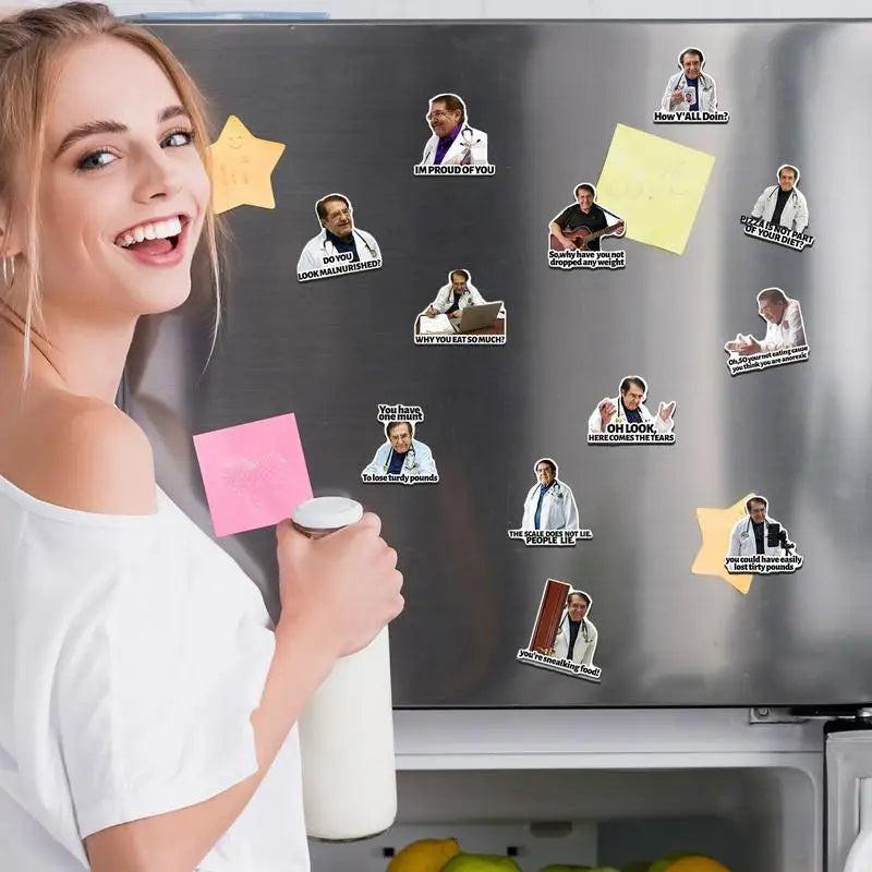 Doctor Fridge Magnet 12PCS Doctor Phrase Magnets Funny Kitchen Fridge Magnets for Refrigerator Car Motivational Diet Helper