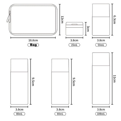 6pcs 15-100ml Travel Bottles Set Cosmetic Bottles Empty Container Leakproof Refillable Bottle For Shampoo Conditioner Lotion