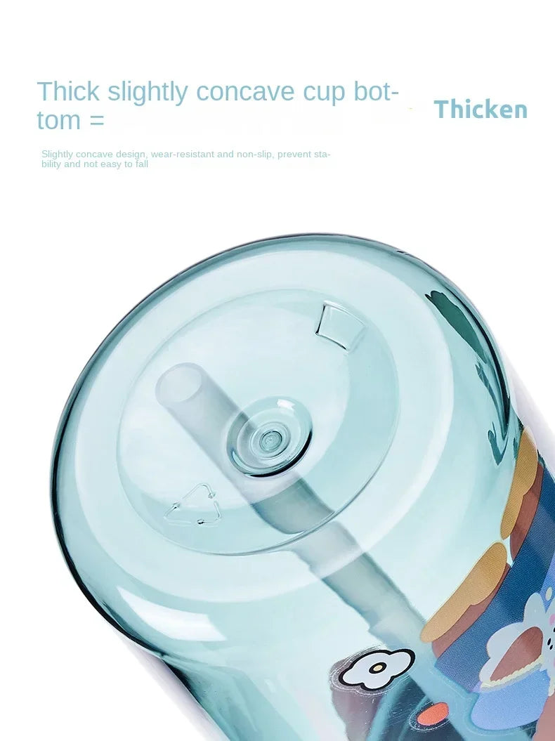 Kids Cartoon Water Sippy Cup with Straw Cute Bear Leakproof Water Bottles Outdoor Portable Drink Bottle Children's Lovely Cup