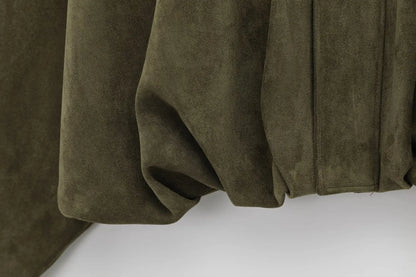 Oversize Bomber Jacket Spring Autumn 4 Color Thick Faux Suede Texture Long Sleeve Zipper Short Women Loose Coat Female Top Y2K