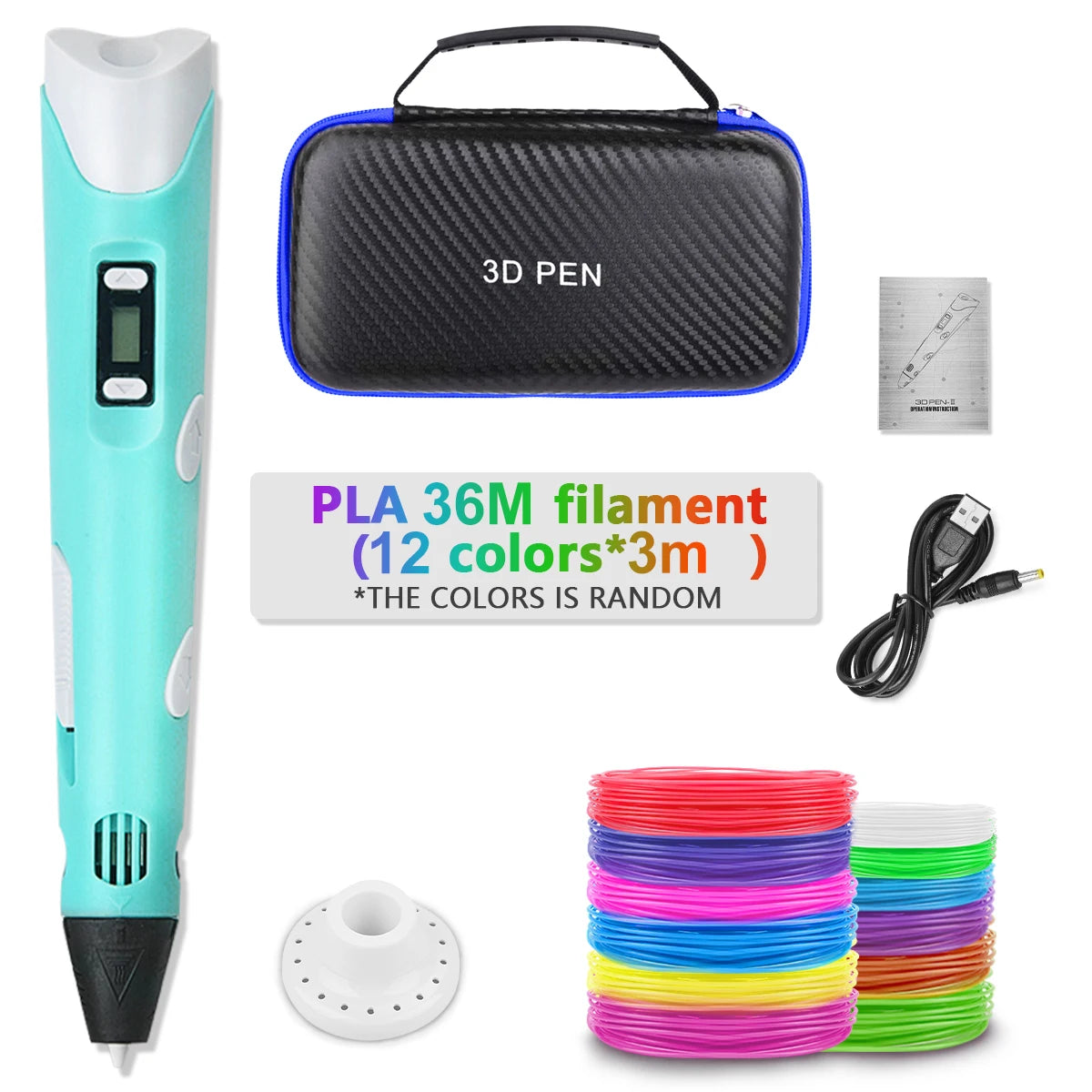 2023 Handwork 3D Pen 3d Printing Pen DIY Drawing Pens PLA Filament Birthday Christmas Gift For Kids Children with Power Adapter