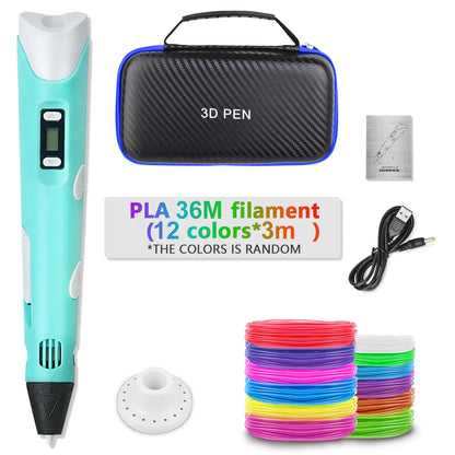 2023 Handwork 3D Pen 3d Printing Pen DIY Drawing Pens PLA Filament Birthday Christmas Gift For Kids Children with Power Adapter