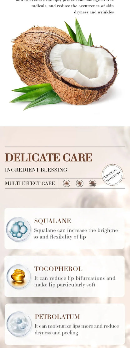 Coconut Moisturizing Lip Balm Anti-Dry Hydrating Removing Lip Wrinkles Dead Skin Lip Care Lasting Nourishment for Men Women