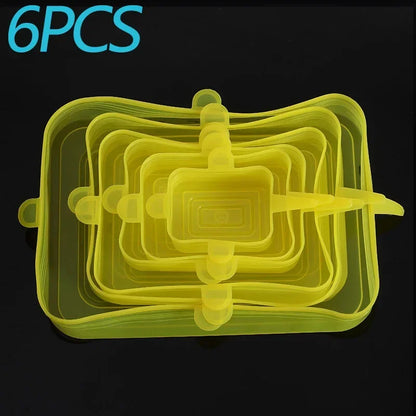 6 Pcs Silicone Covers Stretch Lids for Kitchen Microwave Food Caps Food Universal Dish Stretch Lids for Cans Kitchen Accessories